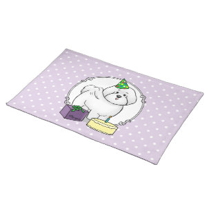 Happy Birthday (Party) Bichon Frise Dog - Cute Cloth Placemat