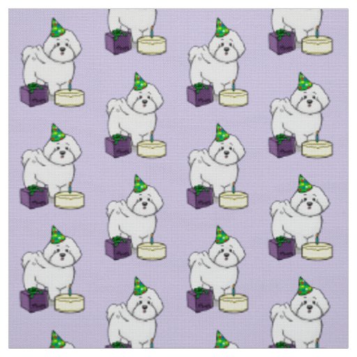 Happy Birthday Party Bichon Frise Dog - Cute Fabric