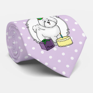 Happy Birthday (Party) Bichon Frise Dog - Cute Neck Tie