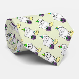 Happy Birthday (Party) Bichon Frise Dog - Cute Neck Tie