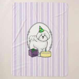 Happy Birthday Party Bichon Frise Dog - Cute Sherpa Blanket