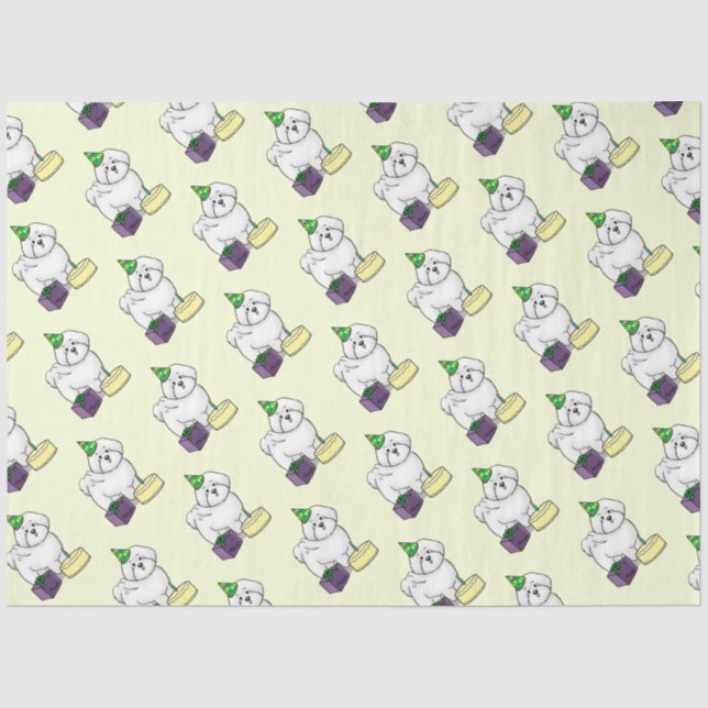 Happy Birthday Party Bichon Frise Dog - Cute Tissue Paper (Front)
