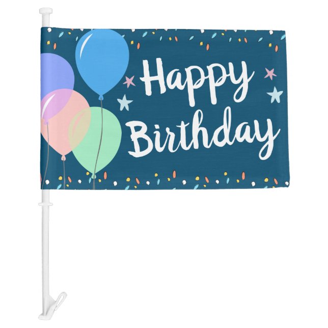 Happy Birthday Party Car Parade Balloons Blue Flag (Front)