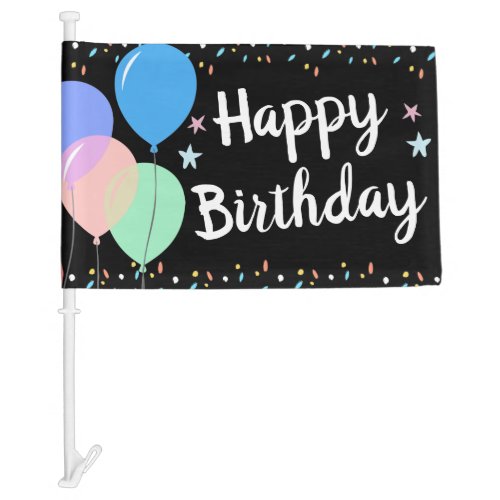 Happy Birthday Party Car Parade Balloons Car Flag