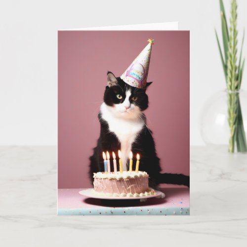 Happy Birthday Party Cat Card