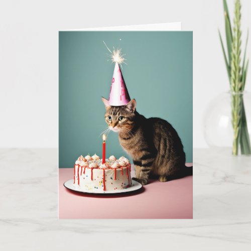 Happy Birthday Party Cat Card