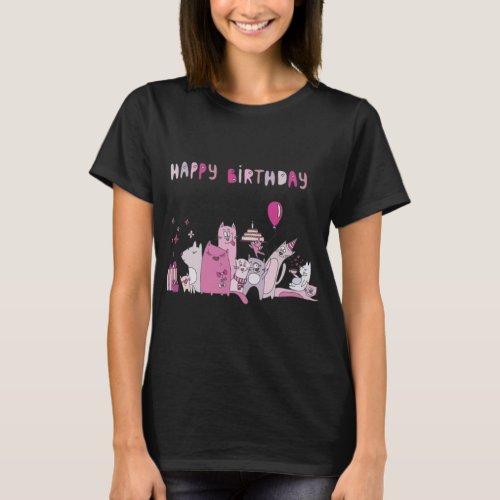 Happy Birthday Party Cat T_Shirt