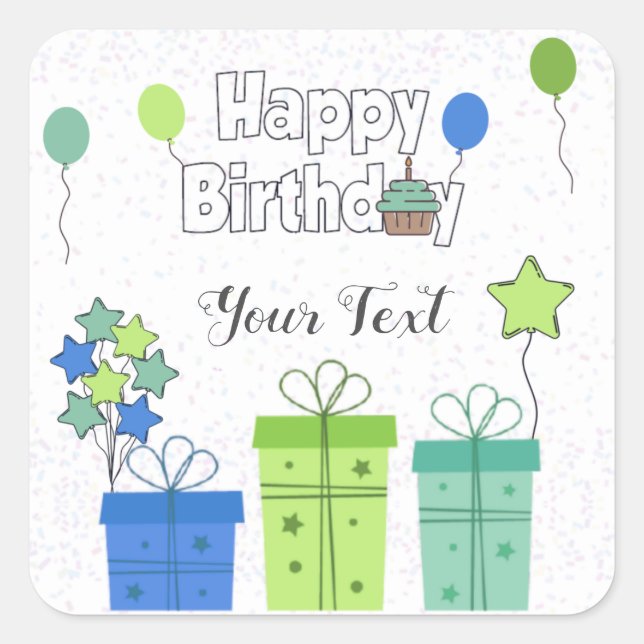 Happy Birthday Party Colorful Balloons Square Sticker (Front)