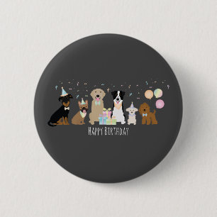 Happy Birthday Party Dogs Button