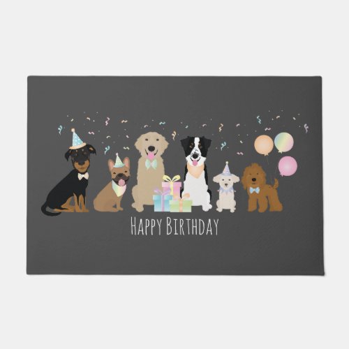 Happy Birthday Party Dogs Doormat