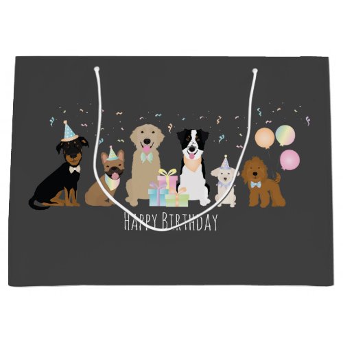Happy Birthday Party Dogs Large Gift Bag