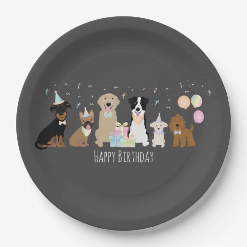Happy Birthday Party Dogs Paper Plates
