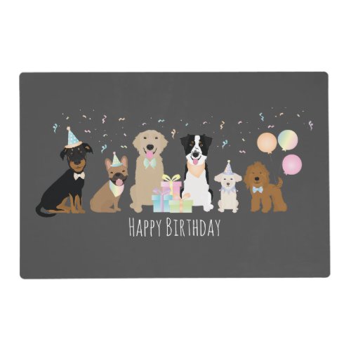 Happy Birthday Party Dogs Placemat