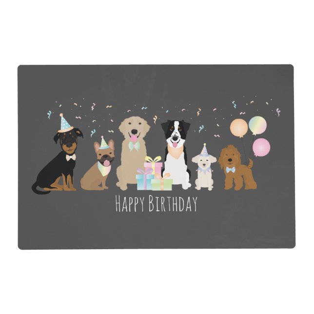 Happy Birthday Party Dogs Placemat (Front)