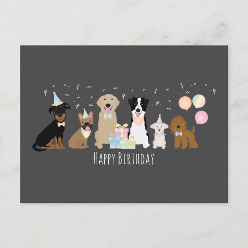 Happy Birthday Party Dogs Postcard