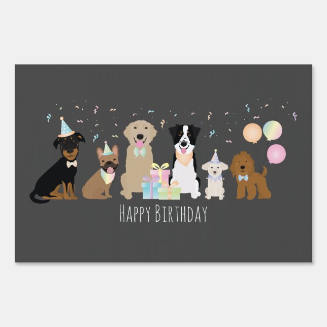 Happy Birthday Party Dogs Sign (Front)