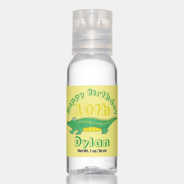 Happy Birthday Party Favor Alligator Crocodile Hand Sanitizer (Front)