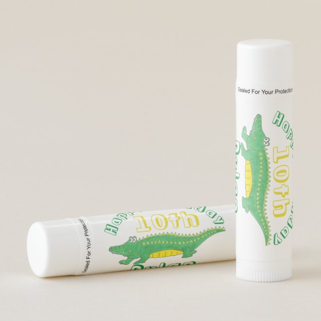 Happy Birthday Party Favor Alligator Crocodile Lip Balm (Front)