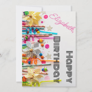 Happy Birthday Party Favors Candy Monogram Name Holiday Card