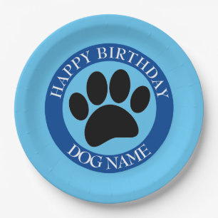 Happy Birthday Party For Dogs Blue Paper Plates