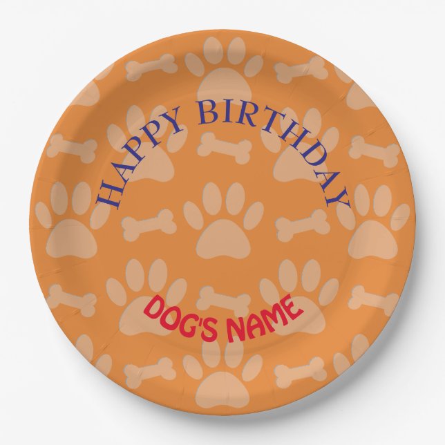 Happy Birthday Party For Dogs Paper Plates (Front)