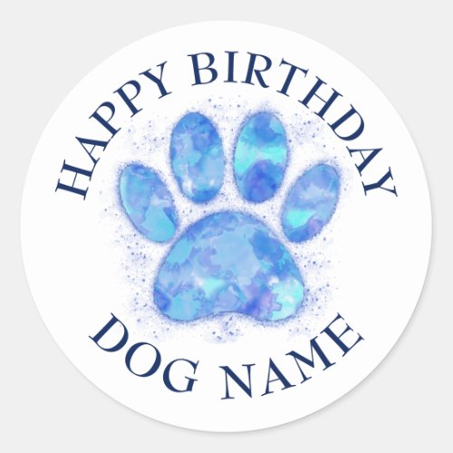 Happy Birthday Party For Dogs Watercolor Classic Round Sticker
