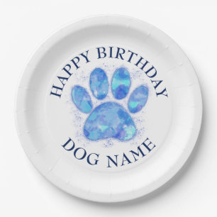 Happy Birthday Party For Dogs Watercolor Paper Plates