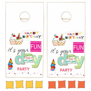 Happy Birthday Party FUN Cupcake Corn Hole Set