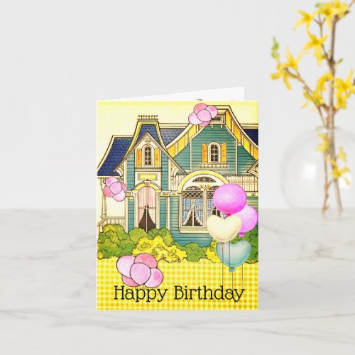 Happy Birthday Party Gingham Paper Dolls Card