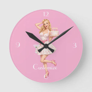 Happy Birthday Party Girl Thunder_Cove Round Clock