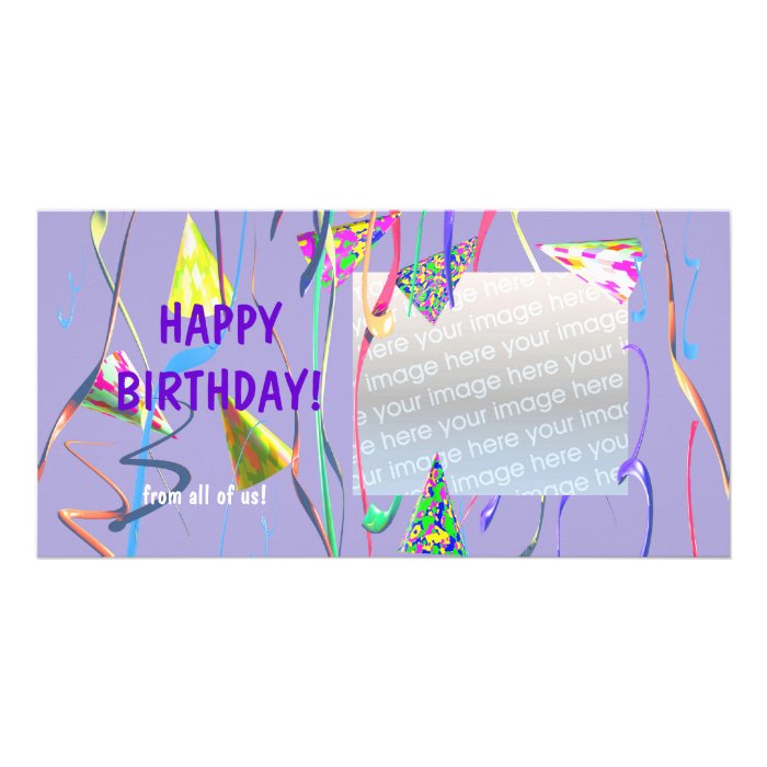 Happy Birthday Party Hats Photo Card Template 