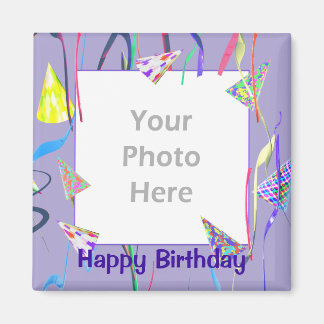 Happy Birthday Party Hats (photo frame) Magnet