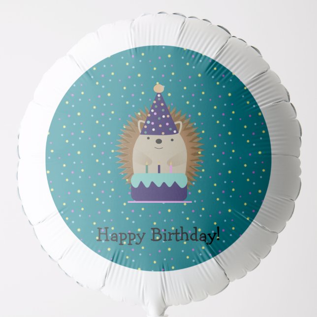 Happy Birthday Party Hedgehog  Balloon (Front)