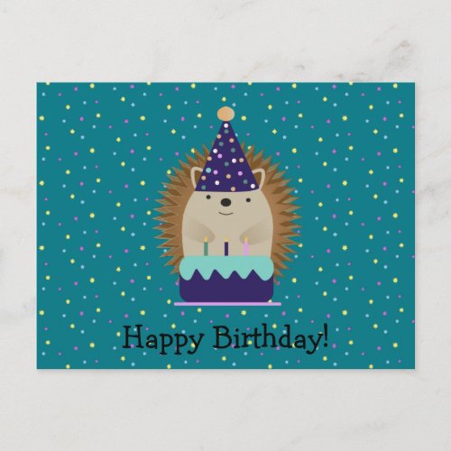 Happy Birthday Party Hedgehog Postcard