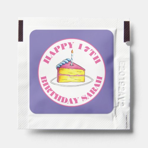 Happy Birthday Party Layer Cake Slice Candle Hand Sanitizer Packet