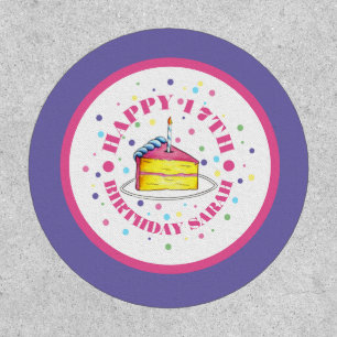 Happy Birthday Party Layer Cake Slice Candle Patch
