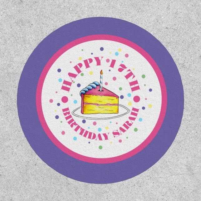 Happy Birthday Party Layer Cake Slice Candle Patch (Front)