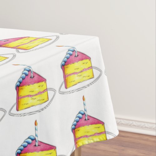 Happy Birthday Party Layer Cake Slice Pattern Tablecloth