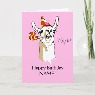 Happy Birthday Party Llama Card Customise Template