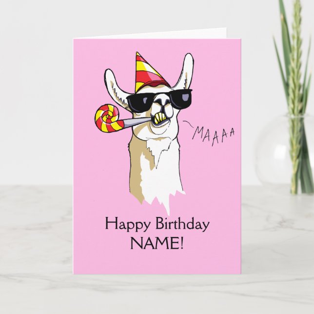 Happy Birthday Party Llama Card Sunnies Template (Front)