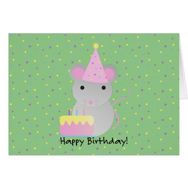 Happy Birthday Party Mouse Cards (Front Horizontal)