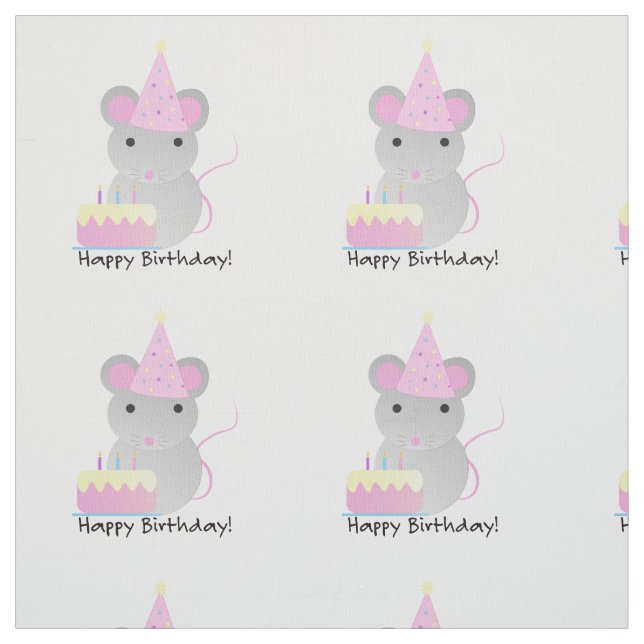 Happy Birthday Party Mouse Fabric (Swatch)