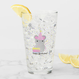 Happy Birthday Party Mouse Glass