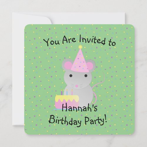 Happy Birthday Party Mouse Invitation