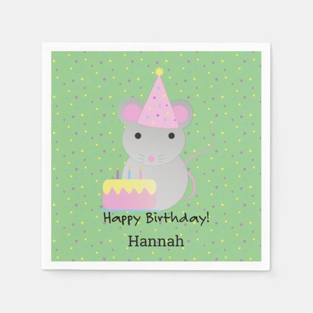 Happy Birthday Party Mouse Napkins (Front)