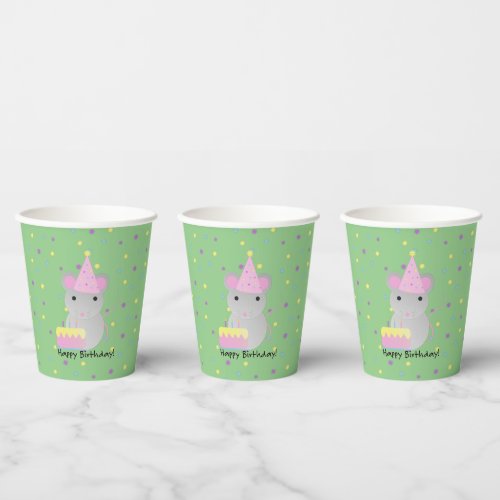 Happy Birthday Party Mouse  Paper Cups