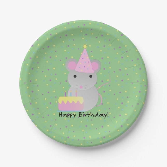 Happy Birthday Party Mouse Paper Plates (Front)