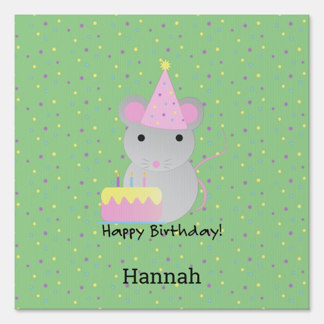 Happy Birthday Party Mouse  Sign (Front)