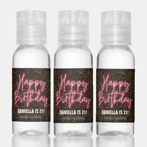 Happy Birthday Party Neon Sign Greenery Hand Sanitizer