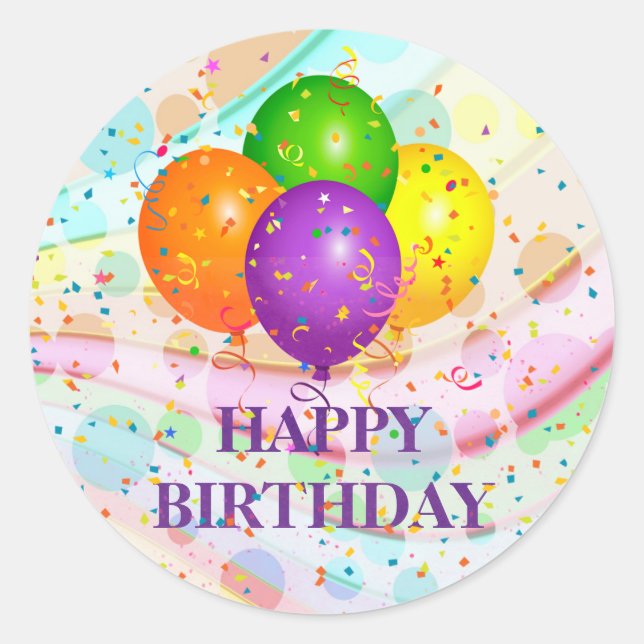 Happy Birthday, party on... Classic Round Sticker (Front)